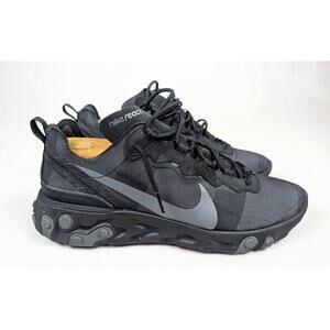 Nike React Element 55 Running Shoes BQ6166-008 Triple Black Men's Size 13